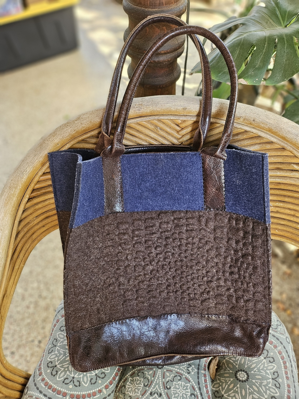Graf & Lantz Jaunt Merino Brown Wool & Leather Tote Bag